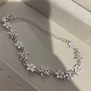 Silver Floral & Turtle Bracelet